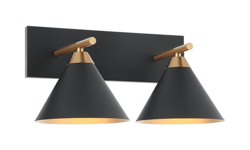 BLISS Two Light Wall Sconce in Aged Gold Brass + Matte Black (423|S10602MB)