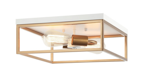 Clarke Two Light Flush Mount in White + Aged Gold Brass (423|M15542WHAG)