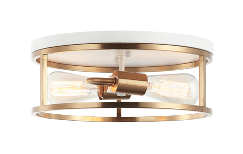 Clarke Two Light Flush Mount in White + Aged Gold Brass (423|M15502WHAG)
