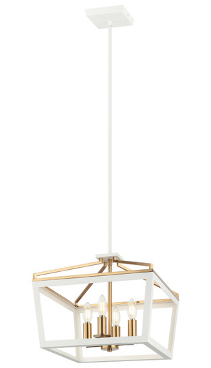 Mavonshire Four Light Chandelier in White + Aged Gold Brass (423|C67004WHAG)