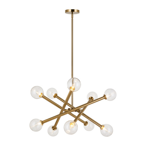 Matchstix Ten Light Chandelier in Aged Gold Brass (423|C64610AGCL)