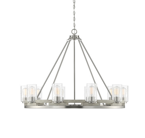 Lynwood Ten Light Chandelier in Satin Nickel W/ Greywood (159|V6-L1-7602-10-165)
