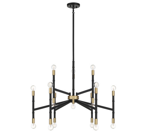 Rossi 18 Light Chandelier in Matte Black w/ Warm Brass (159|V6-L1-5611-18-143) Rossi 18 Light Chandelier in Matte Black w/ Warm Brass (159|V6-L1-5611-18-143)