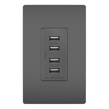 radiant Quad USB Charger in Black (246|TM8USB4BKCC6)