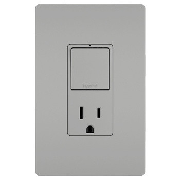 radiant Single Pole/3-Way Switch with 15A Tamper-Resistant Outlet in Gray (246|RCD38TRGRY)