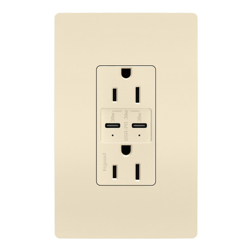 radiant 15A Tamper Resistant Ultra Fast PLUS Power Delivery USB Type C/C Outlet in Light Almond (246|R26USBPDLA)