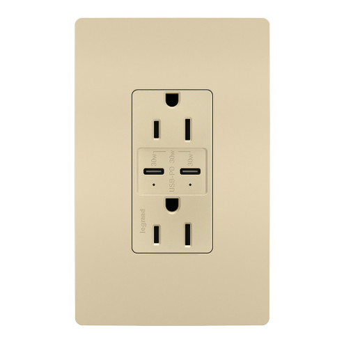 radiant 15A Tamper Resistant Ultra Fast PLUS Power Delivery USB Type C/C Outlet in Ivory (246|R26USBPDI)