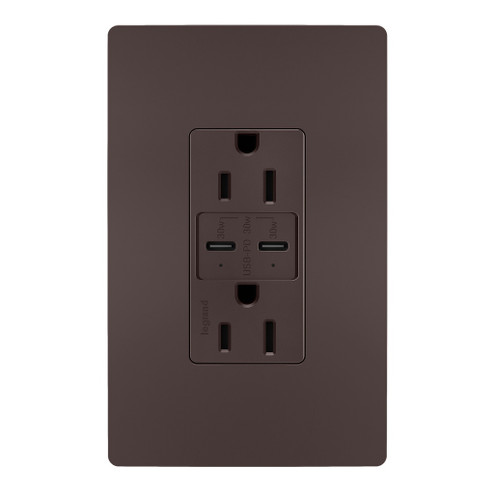 radiant 15A Tamper Resistant Ultra Fast PLUS Power Delivery USB Type C/C Outlet in Dark Bronze (246|R26USBPDDBCC6)