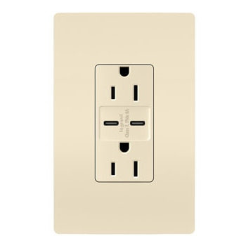 radiant 15A Tamper-Resistant Ultra-Fast USB Type C/C Outlet in Light Almond (246|R26USBCC6LA)