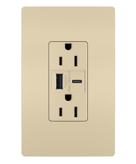 radiant 15A Tamper-Resistant USB Type A/C Outlet in Ivory (246|R26USBACI)