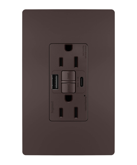 radiant Tamper-Resistant 15A Duplex Self-Test GFCI Receptacles with SafeLock Protection, USB Type A/C in Dark Bronze (246|1597TRUSBACDBC4)