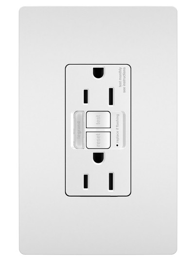 radiant Tamper-Resistant 15A Duplex Self-Test GFCI Receptacles with SafeLock Protection and Night Light in White (246|1597NTLTRW)