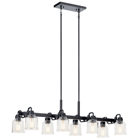 Aivian Eight Light Linear Chandelier in Black (12|52400BK)