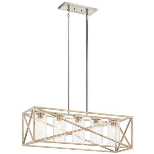 Moorgate Five Light Linear Chandelier in Distressed Antique White (12|44081DAW)