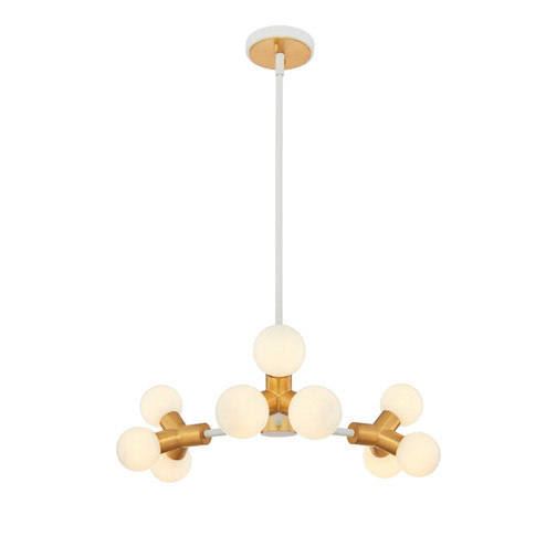 Tres LED Chandelier in White and New Brass (33|517471WNB)