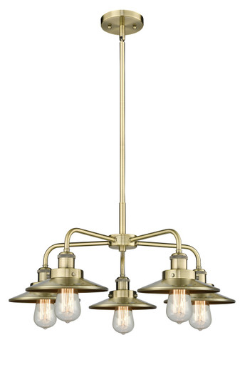 Ballston Urban Five Light Chandelier in Antique Brass (405|916-5CR-AB-M4-AB)