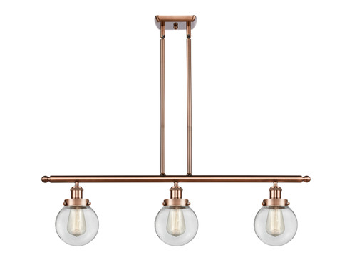 Ballston Urban Three Light Island Pendant in Antique Copper (405|916-3I-AC-G202-6)