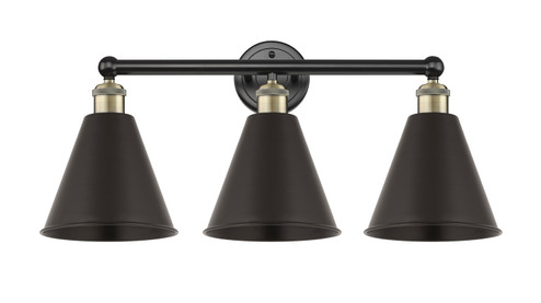 Edison Three Light Bath Vanity in Black Antique Brass (405|616-3W-BAB-MBC-8-BK)