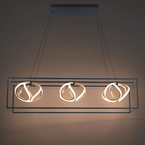 Sinclair LED Chandelier in Black/Gold Leaf (34|PD-73242-BK/GL)