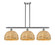 Ballston Three Light Island Pendant in Satin Nickel (405|516-3I-SN-RBD-12-NAT)