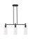 Downtown Urban Three Light Island Pendant in Matte Black (405|434-3I-BK-G434-12CL)