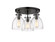 Downtown Urban Three Light Semi-Flush Mount in Matte Black (405|410-3F-BK-G412-7CL)