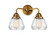 Nouveau 2 LED Bath Vanity in Brushed Brass (405|288-2W-BB-G172-LED)