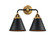 Nouveau 2 LED Bath Vanity in Black Antique Brass (405|288-2W-BAB-M13-BK-LED)