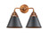 Nouveau 2 LED Bath Vanity in Antique Copper (405|288-2W-AC-M13-BK-LED)