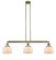 Franklin Restoration Three Light Island Pendant in Antique Brass (405|213-AB-G71)