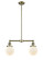 Franklin Restoration Two Light Island Pendant in Antique Brass (405|209-AB-G201-6)