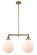 Franklin Restoration Two Light Island Pendant in Antique Brass (405|209-AB-G201-10)