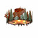 Crestline-Elk Three Light Semi-Flush Mount in Pine Green/Rust Patina (172|A48334AM-04)