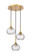 Downtown Urban Three Light Pendant in Brushed Brass (405|323-3P-BB-G323-7CL)
