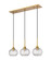 Downtown Urban Three Light Island Pendant in Brushed Brass (405|323-3I-BB-G323-7CL)