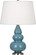 Small Triple Gourd One Light Accent Lamp in Steel Blue Glazed Ceramic w/Antique Silver (165|OB32X)