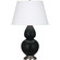 Double Gourd One Light Table Lamp in Matte Obsidian Glazed Ceramic w/Antique Silver (165|MOS59)