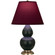 Small Double Gourd One Light Accent Lamp in Matte Obsidian Glazed Ceramic w/Antique Natural Brass (165|MOS10P)