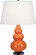Small Triple Gourd One Light Accent Lamp in Pumpkin Glazed Ceramic w/Deep Patina Bronze (165|262X)