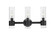 Downtown Urban Three Light Bath Vanity in Matte Black (405|467-3W-BK-G467-CL)
