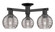 Arcadia Three Light Semi-Flush Mount in Matte Black (405|716-3F-BK-G1213-6SM)