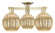 Arcadia Three Light Semi-Flush Mount in Antique Brass (405|716-3F-AB-G458-7ME)