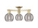 Arcadia Three Light Semi-Flush Mount in Antique Brass (405|716-3F-AB-G1213-6SM)