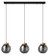 Magacela Three Light Linear Pendant in Black & Light Wood (217|390318A)