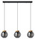 Magacela Three Light Linear Pendant in Black & Light Wood (217|390318A)