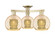 Arcadia Three Light Semi-Flush Mount in Antique Brass (405|716-3F-AB-G128-8)