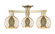 Arcadia Three Light Semi-Flush Mount in Antique Brass (405|716-3F-AB-G128-6)