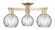 Arcadia Three Light Semi-Flush Mount in Antique Brass (405|716-3F-AB-G1215-6)