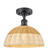 Ballston One Light Semi-Flush Mount in Matte Black (405|516-1C-BK-NBD2-12-NAT)