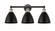 Edison Three Light Bath Vanity in Black Antique Brass (405|616-3W-BAB-MBD-75-BK)